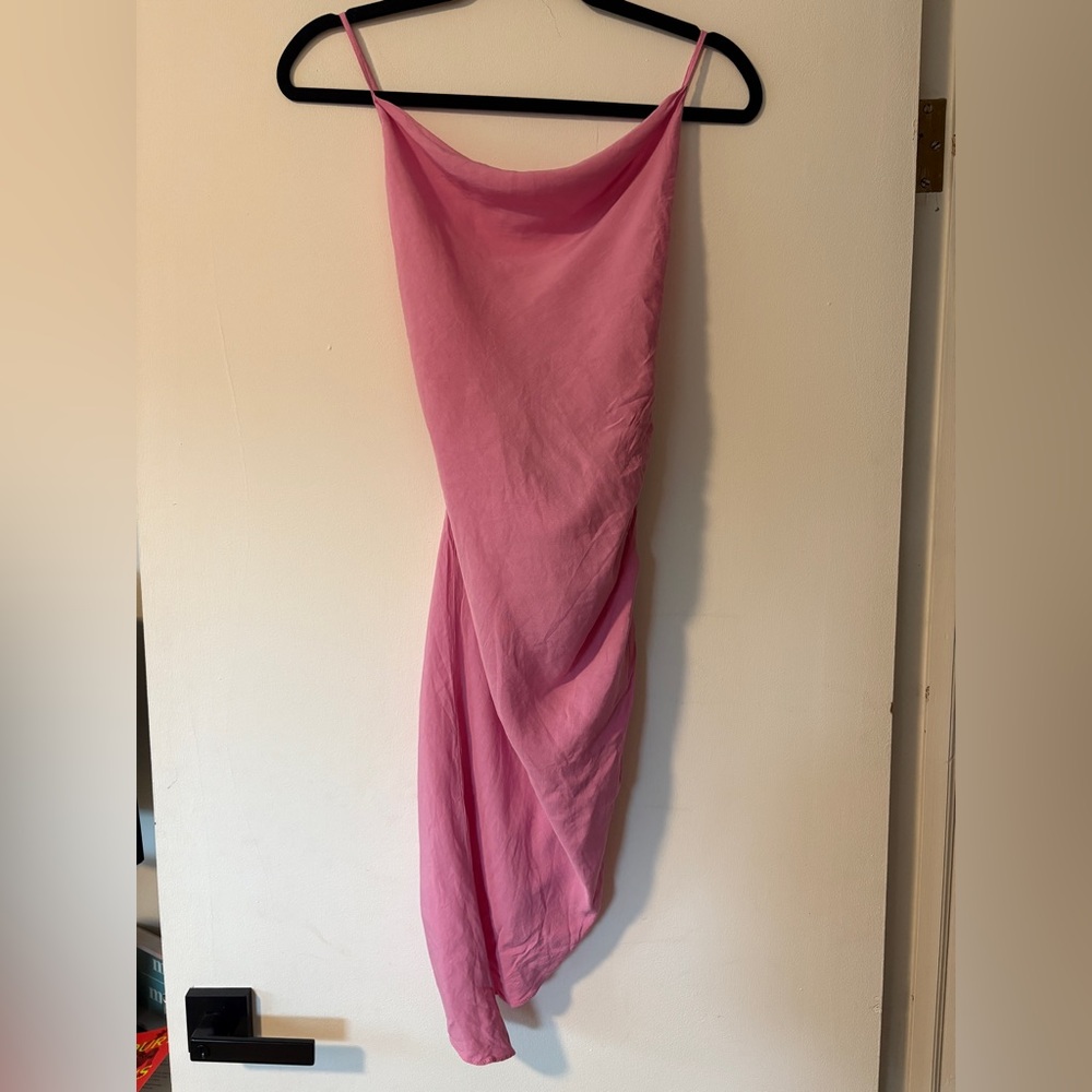 Amanda Uprichard Revolve Janet Dress Size Medium Pink linen‎ Blend Sleeveless